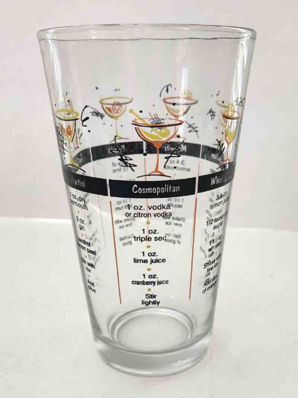 Vintage Libbey Cocktail Bartender Mix Drink Recipe Glass Recipes
